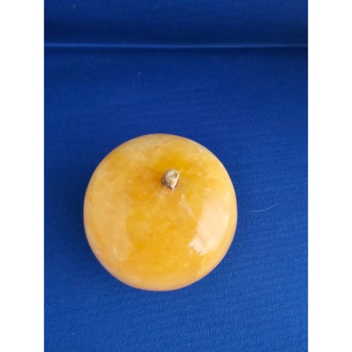 Vintage Alabaster Marble Carved Stone Fruit - Medium 2-1/2" tall - Apple Yellow - Picture 5 of 6
