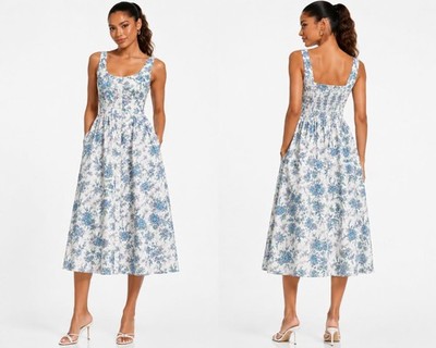J Crew English Garden Floral Print Button Front Midi Cottagecore Dress 0 AZ812