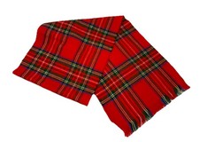 Vintage Acrylic Winter Scarf Stix Baer Fuller Plaid Tartan Soft Fringe T8