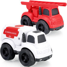 Toddler Toy Cars for 2 3 Year Old Boy, 3 in 1 Police Car Firetruck Toys and Ambu