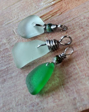 Sea Glass Lot  3 Pendants for DIY Surf Tumbled Genuine Real Hawaiian Surf