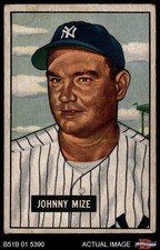 1951 Bowman #50 Johnny Mize Yankees HOF 2 - GOOD