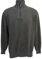Club Room Sweater Mens Sz L 1/4 Zip Pullover Cotton Crew Neck Long Sleeve