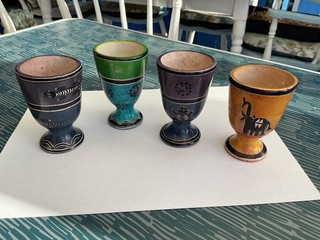 4 soap stone decorative egg cups