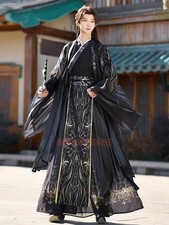 Hanfu Men Chinese Ancient Costume Martial Arts Cross-collar Robe Cosplay Costume
