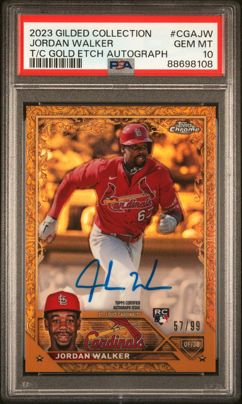 2023 Topps Gilded Jordan Walker Gold Etch /99 HARD SIGNED RC Auto PSA 10
