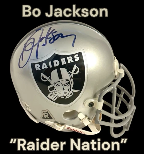 BO JACKSON AUTOGRAPHED SIGNED RAIDERS MINI HELMET wAP/HOLO/COA