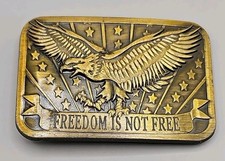 Freedom is Not Free Flying Eagle Stars Stripes Patriot Sponsor Belt Buckle ISSUE
