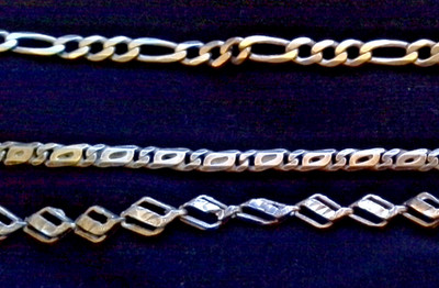 3 Unique Vintage Sterling Silver Bracelets SZ 7 3/4'' - 8 1/4'' Long  Gift Box 