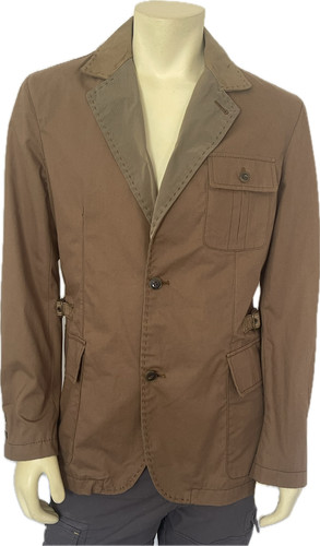 Roberto Cavalli, Vintage Class Roberto Cavalli Mens Brown Safari Jacket Leather Trim IT 50 $1125