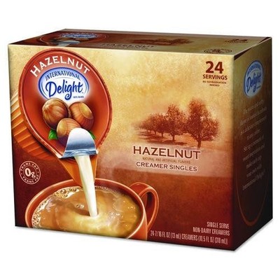 International Delight Coffee Creamer, Hazelnut, 0.44 oz Mini Cups, 24/Box