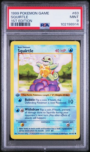 Squirtle (1st Edition) graded PSA 9 for sale on eBay