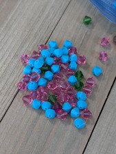 Swarovski Diamond 6mm Crystal Beads Pink Green Turquoise Mixed Lot