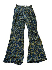 abercrombie fitch Pants Wide Leg Print Blue Green XS Soft Stretchy Viscose Loose