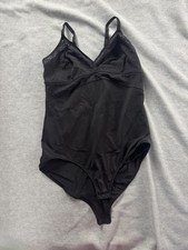 maidenform black shapewear bodysuit lace top tummy control adjustable straps