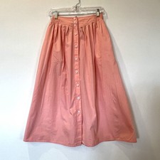 Vtg Peach 100 Cotton A Line Full Midi Skirt Sz Med Cowgirl Cottagecore Boho