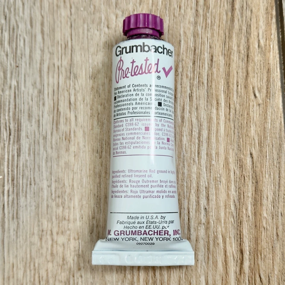 Grumbacher Artistas Pre-Probados Color al Aceite Rojo Ultramar 37 ml Sin Usar Leer Foto 4 de 4