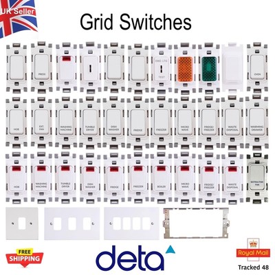Deta Gitterschalter weiß Plattenrahmen Küche DP 10A 10AX 20A Neon Elektro 250V