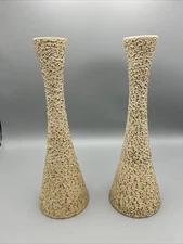 Royal Haeger Vase Lava Beige Set Splatter 12” R1800 White Popcorn MCM Set Estate