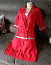 Air Hostess Outfit Virgin Red Trolley Dolly Fancy Dress Costume Size 8-10