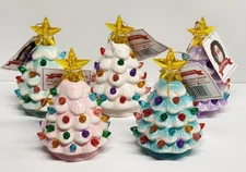 Mr. Christmas Mini Light Up Ceramic Christmas Tree Ornament Set Of 5 
