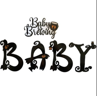 Halloween Baby Shower Banner - A Baby Is Brewing Witch Cauldron Decor