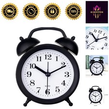 Black Bedside Twin Bell Alarm Clock for Child...