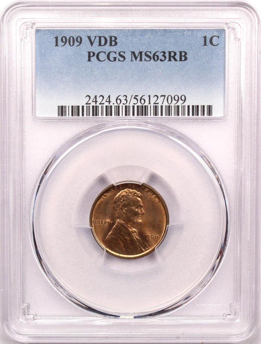 PCGS Certified MS 63 Graded 1909 Year Lincoln Wheat US Small Cents