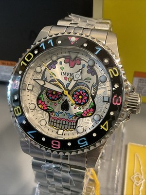 Invicta Pro Diver Dia de los Muertos Men s Watch 40mm Steel Colorful Model 36858