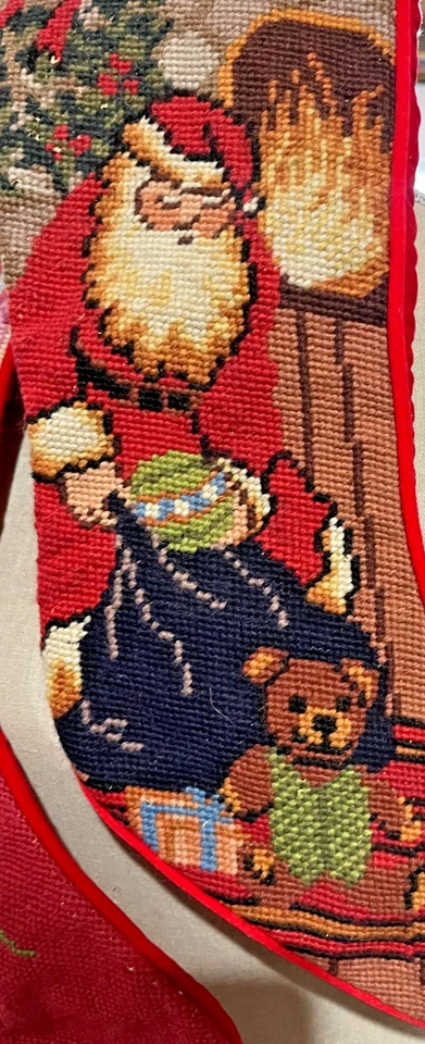 Juego de 2 medias navideñas vintage 1991 Imperial Elegance punto aguja lana Foto 3 de 4