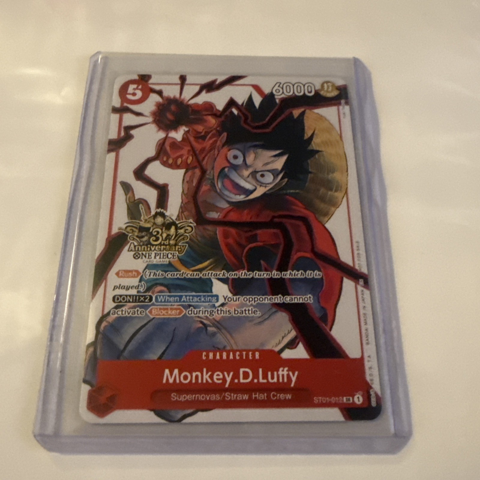 One Piece TCG - Monkey D. Luffy ST01-012 3rd Anniversary Card Stamped English NM