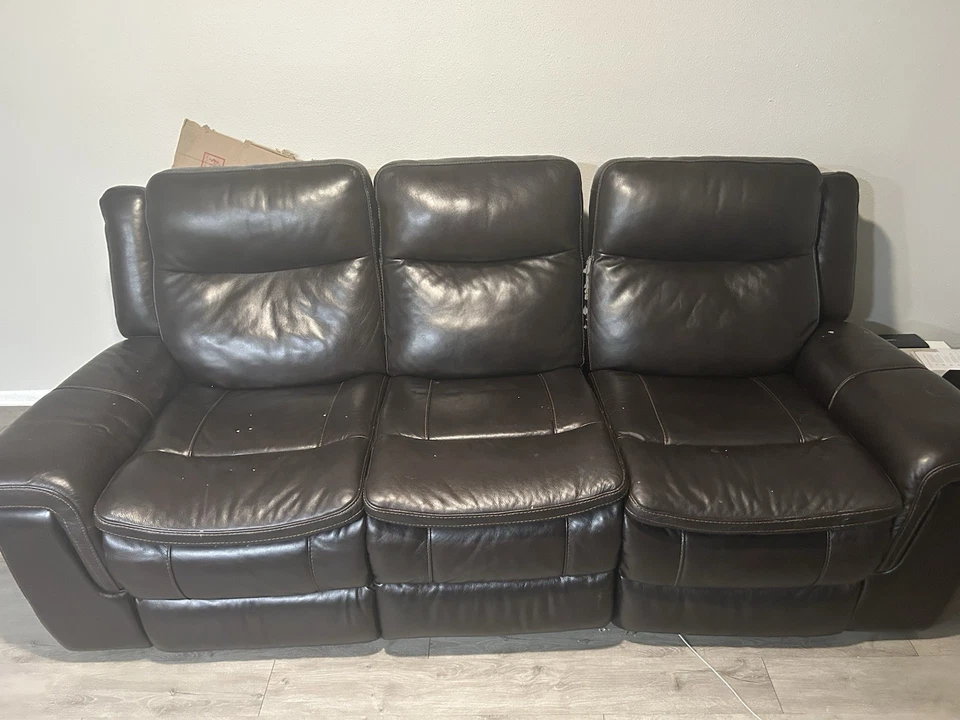 Sofá reclinable eléctrico de 3 plazas marrón Foto 2 de 4