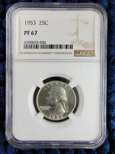 1953 Proof Washington Quarter 25C - Philadelphia - NGC PF 67 - Mintage 128,800