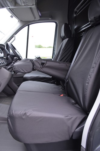MAN eTGE Van 2020+ Front 3 (plegable) Fundas de asiento negras impermeables a medida - Imagen 3 de 3