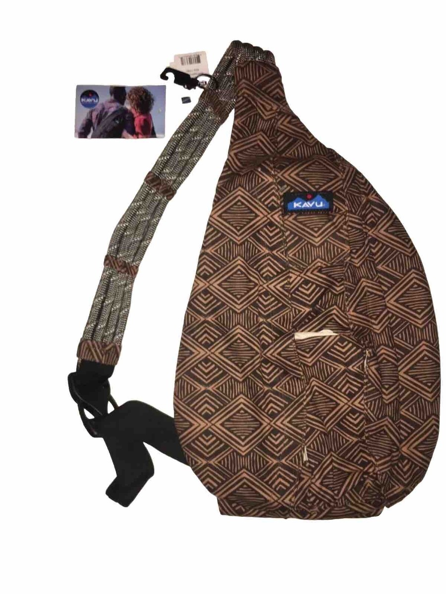 KAVU Sling Rope Bag Canvas Zip Pockets Daypack Travel Backpack