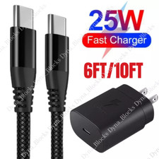 25w Type USB-C Super Fast Wall Charger 10FT Cable For Samsung S20 S21 iPhone 15