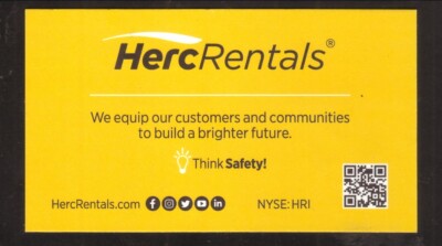 Herc Rentals Business Card Glenshaw Pennsylvania