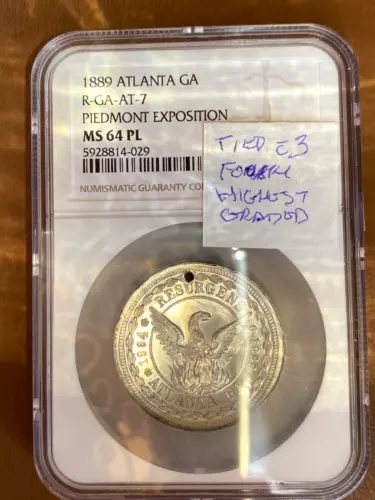 1889 ATLANTA GA RULAU GA-AT-7 PIEDMONT EXPOSITION NGC MS 64 PL