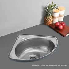 Stainless Steel Triangle Corner Basin Thick Small Sink Wall Mounted Single Bowl