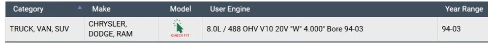 Enginetech RMCR488P | Kit de reanillo premium para 94-03 Chrysler 8,0 L/488 OHV V10 Foto 2 de 4