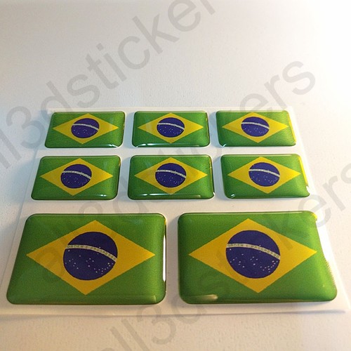 Autocollant Brésil Drapeau 3D Résine Adhésif Relief Autocollants Brésil Voiture - Foto 2 di 3