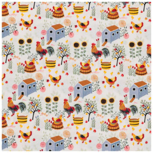 Chicken & Coops Cotton Calico Fabric - Picture 3 of 3
