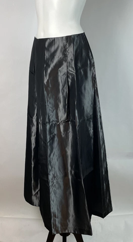 Falda Larga Formal Vintage Años 80 Jessica McClintock Gunne Sax Gris Tafetán Talla 9 Foto 3 de 4