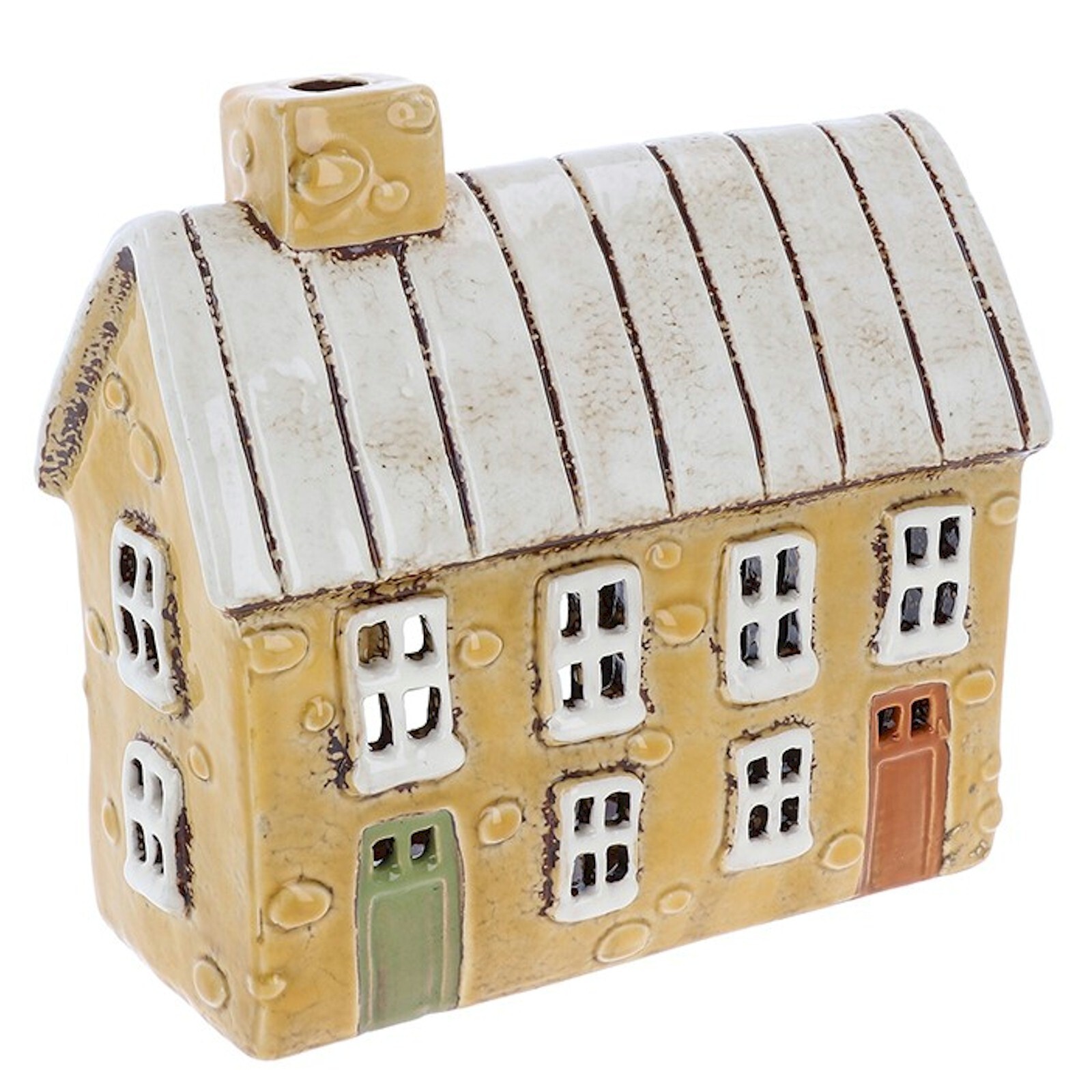 Village Pottery Yellow Terraced House Tealight Holder Boxed JD340302