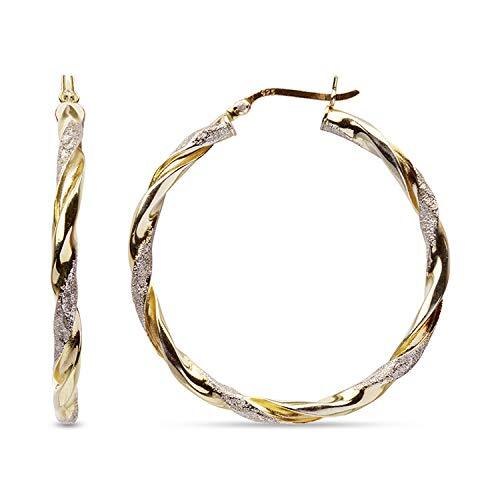 LeCalla 925 Sterling Silver Two Tone Light Weight Hoop Earrings for Women Teen - Picture 3 of 31