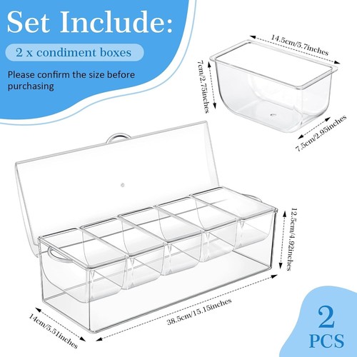 5 Condiment Tray Server Ice Chilled Compartment Container Organizer - Picture 2 of 7