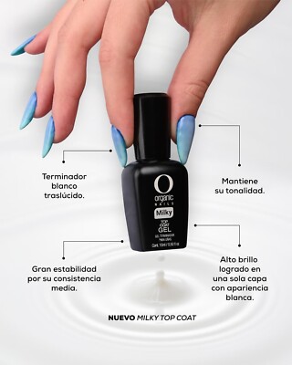 Milky Top Coat  Gel Uv/ led  organic nails 15ml