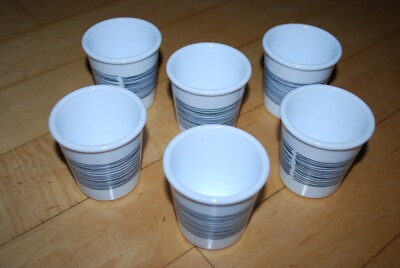 Bormioli Rocco 3.25 oz Opal Glass (No Handle) Tea Cup Cups Lot of 6 Linee Design
