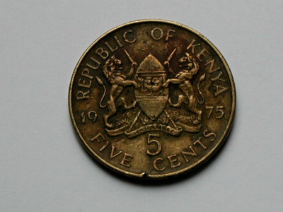 Kenya 1975 5 CENTS Coin with Notable Indents & President Mzee Jomo Kenyatta