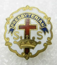 Presbyterian 1/20 10k Gold Filled Little Cross Crown Lapel Pin (A22)